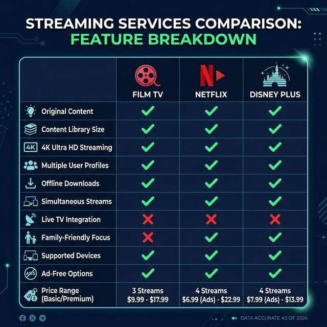 FilmTV APK compared to Netflix and Disney Plus feature comparison table